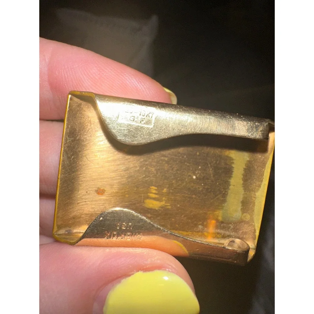 Vintage Hickok USA 1/20 10KT Gold Filled Monogram R Money Clip Engraved Brushed